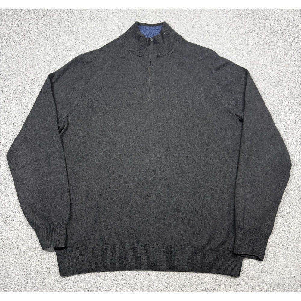 Vineyard Vines Sweater Mens Large Black 1/4 Zip Mock‎ Neck Knit Pullover